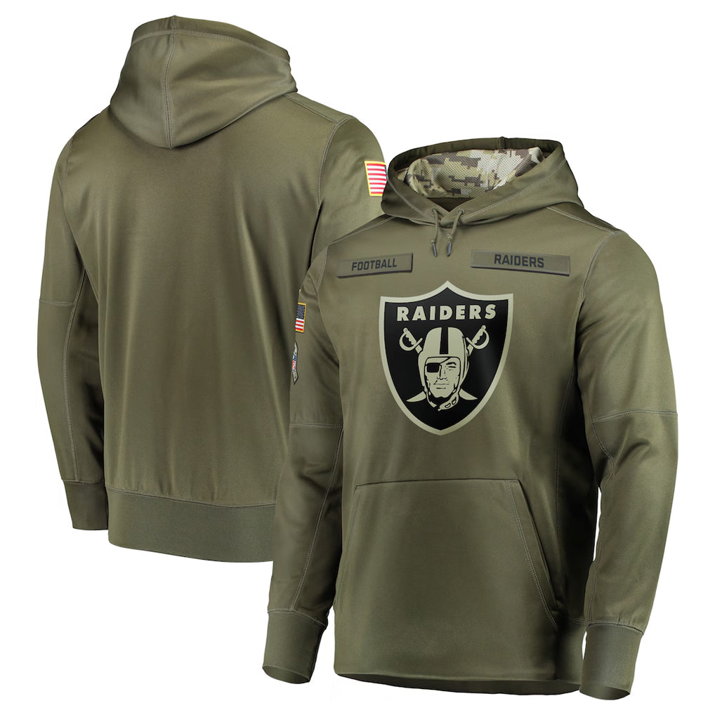 Parkc LV.Raiders Olive Salute to Service Pullover Hoodies Home Game Blank Player Stitched Jerseys