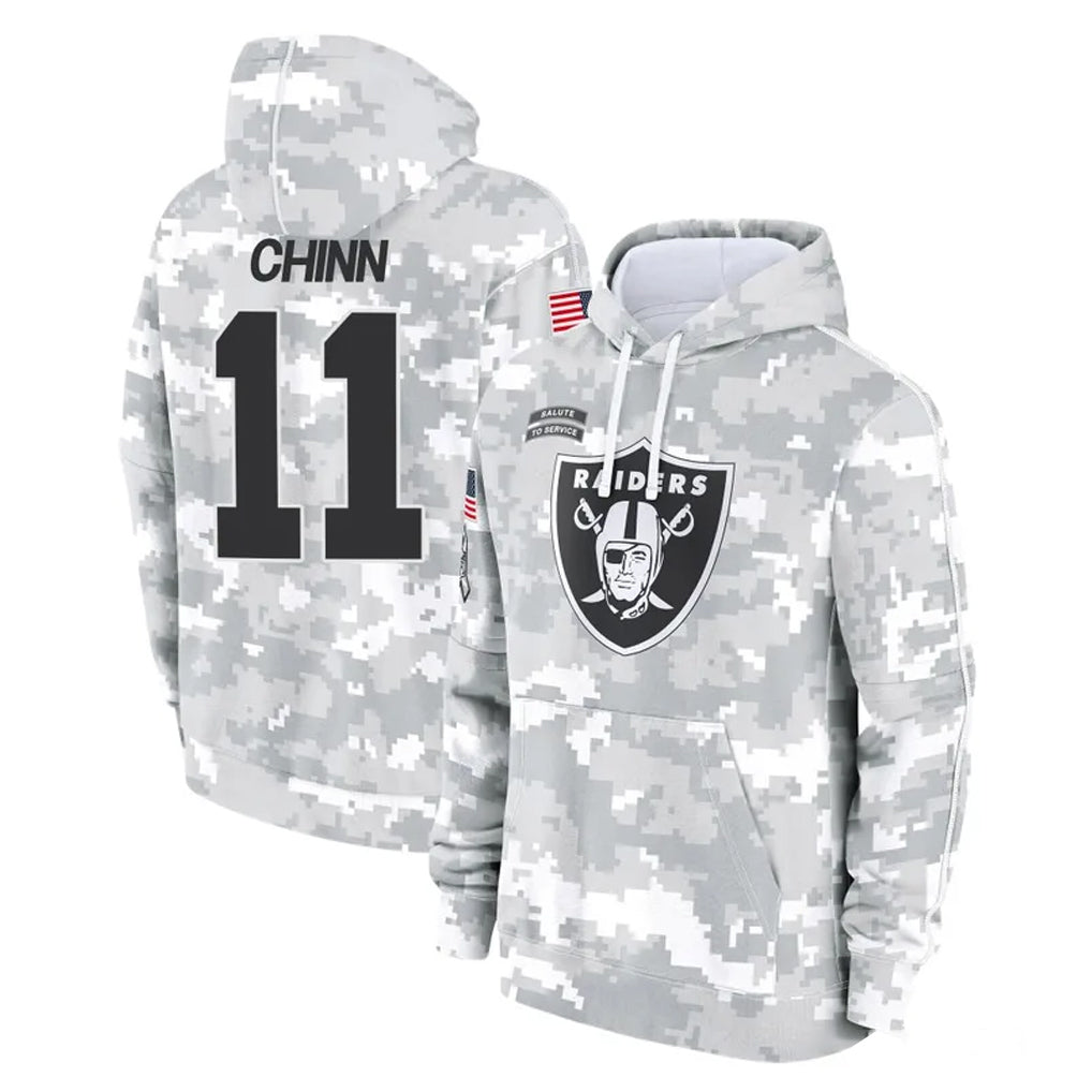 Parkc LV.Raiders #11 Jeremy Chinn Player Arctic Camo Salute to Service Hoodies Limited Game Stitched Jerseys