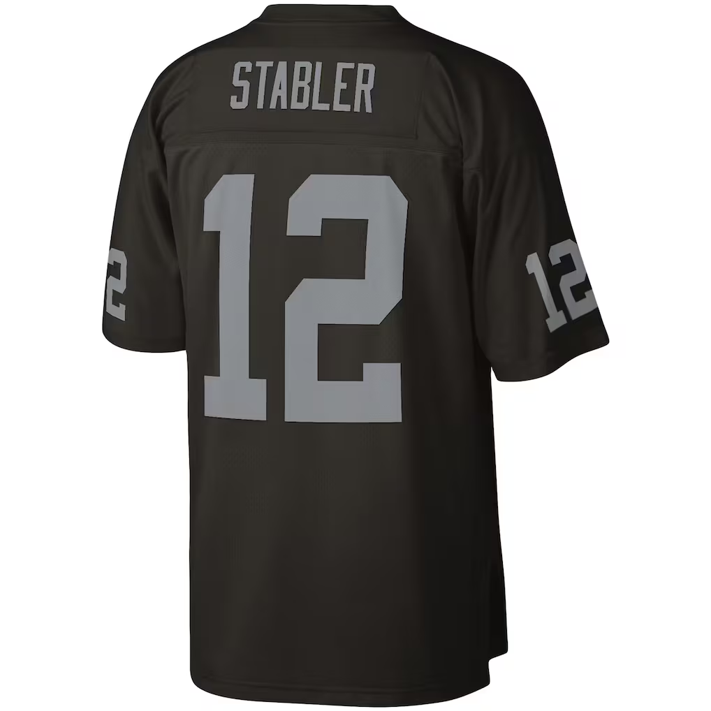 Parkc LV.Raiders #12 Ken Stabler Mitchell & Ness Black Legacy Replica Jersey
