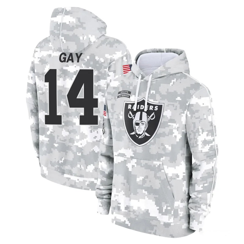 Parkc LV.Raiders #14 Matt Gay Player Arctic Camo Salute to Service Hoodies Limited Game Stitched Jerseys