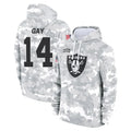 Parkc LV.Raiders #14 Matt Gay Player Arctic Camo Salute to Service Hoodies Limited Game Stitched Jerseys
