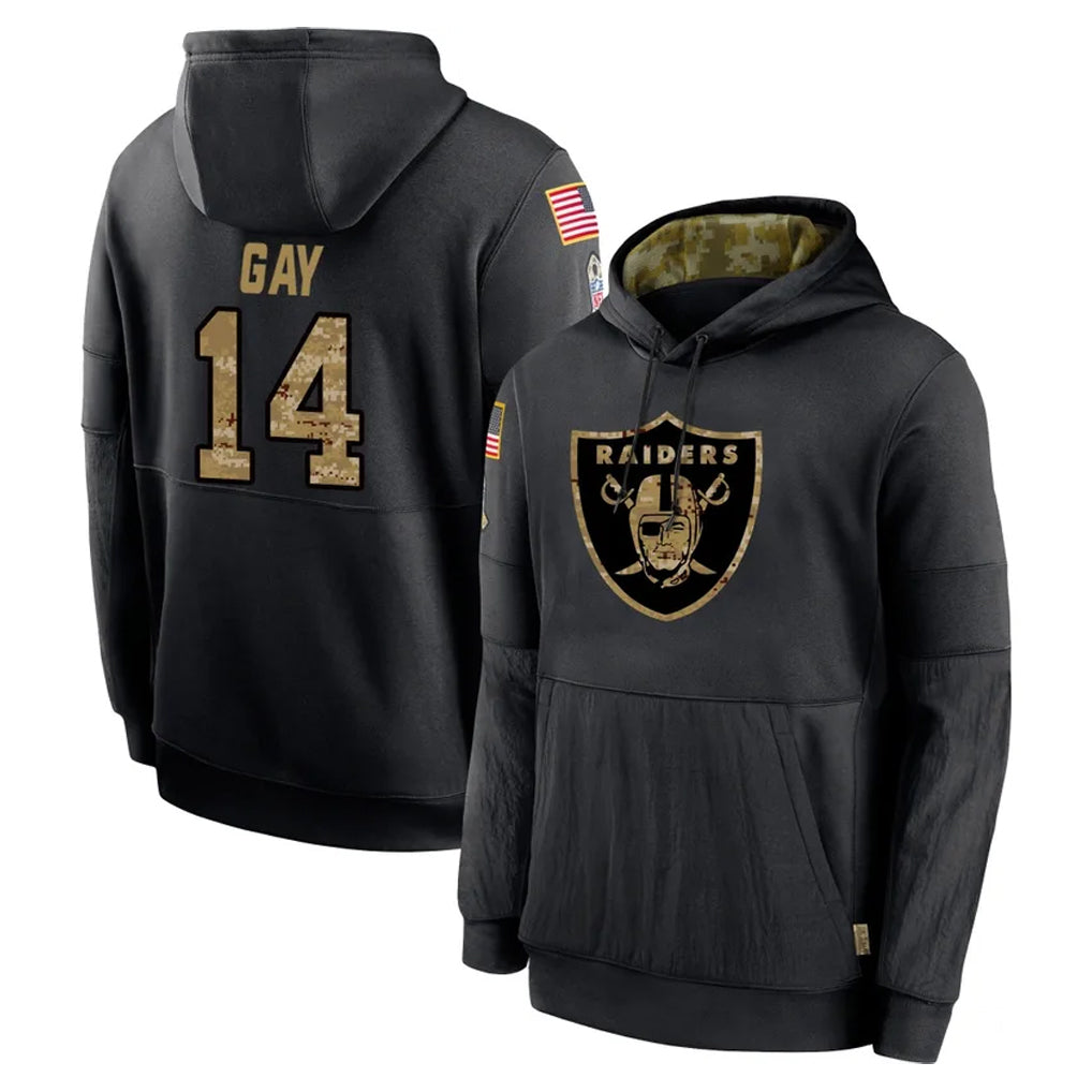 Parkc LV.Raiders #14 Matt Gay Player Black Salute to Service Hoodies Limited Game Stitched Jerseys