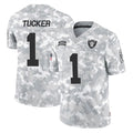 Parkc LV.Raiders #1 Tre Tucker Player Arctic Camo Salute To Service Limited Game Stitched Jerseys