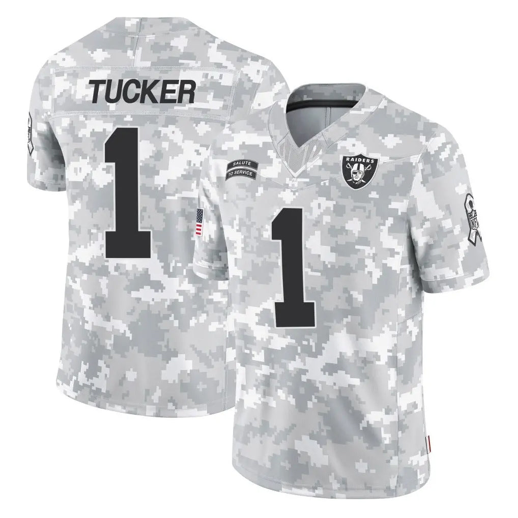 Parkc LV.Raiders #1 Tre Tucker Player Arctic Camo Salute To Service Limited Game Stitched Jerseys