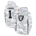 Parkc LV.Raiders #1 Tre Tucker Player Arctic Camo Salute to Service Hoodies Limited Game Stitched Jerseys