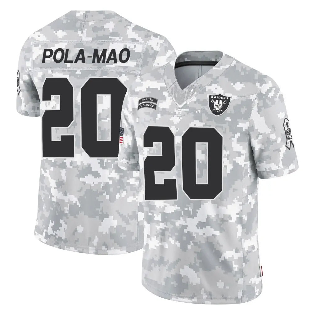 Parkc LV.Raiders #20 Isaiah Pola-Mao Player Arctic Camo Salute To Service Limited Game Stitched Jerseys