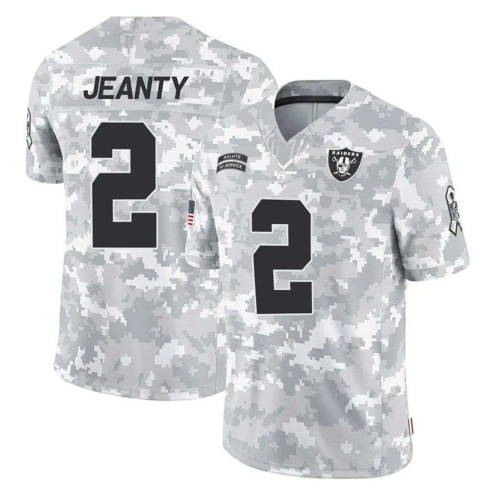 Parkc LV.Raiders #2 Ashton Jeanty Player Arctic Camo Salute To Service Limited Game Stitched Jerseys