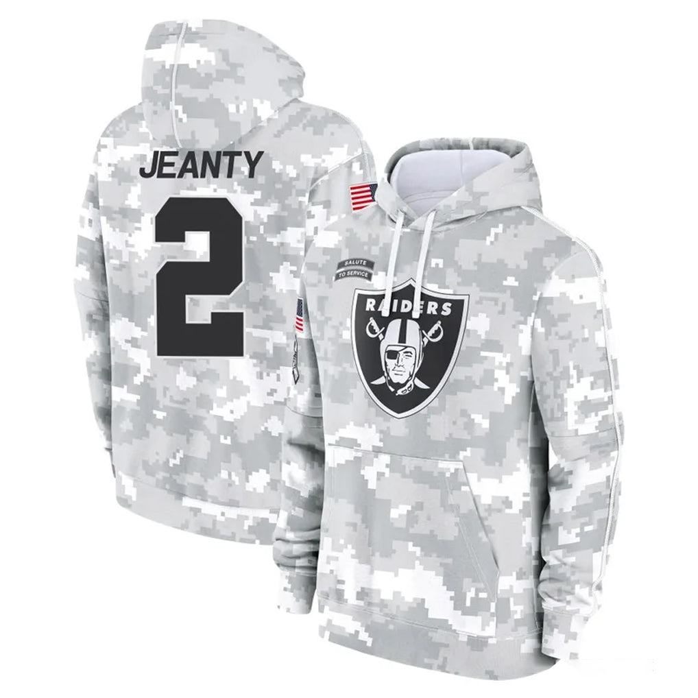 Parkc LV.Raiders #2 Ashton Jeanty Player Arctic Camo Salute to Service Hoodies Limited Game Stitched Jerseys
