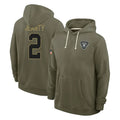 Parkc LV.Raiders #2 Ashton Jeanty Player Olive Salute to Service Pullover Hoodies Limited Stitched Jerseys