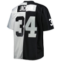 Parkc LV.Raiders #34 Bo Jackson Mitchell & Ness BlackSilver Big & Tall Split Legacy Retired Player Replica Jersey