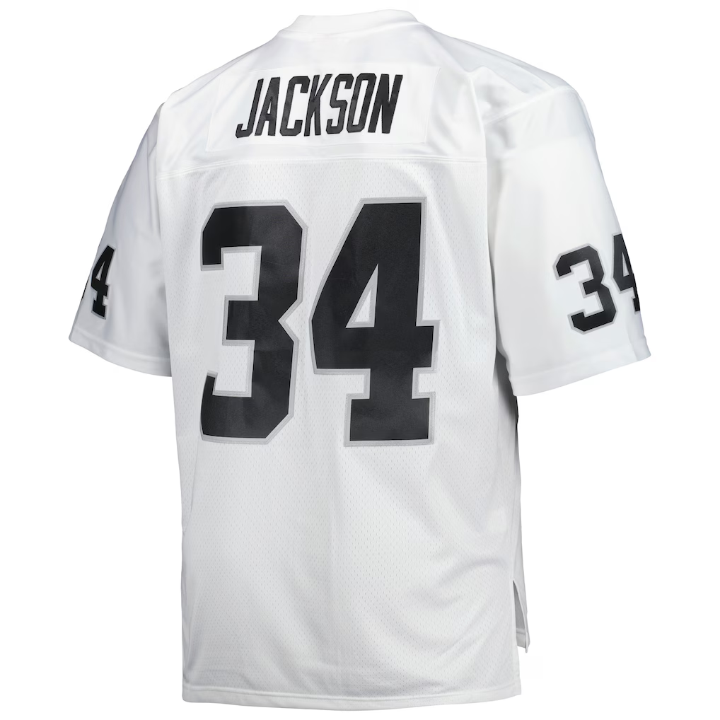 Parkc LV.Raiders #34 Bo Jackson Mitchell & Ness White Big & Tall 1988 Retired Player Replica Stitched Puhic Jersey