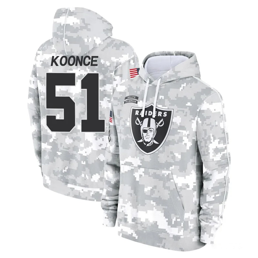 Parkc LV.Raiders #51 Malcolm Koonce Player Arctic Camo Salute to Service Hoodies Limited Game Stitched Jerseys