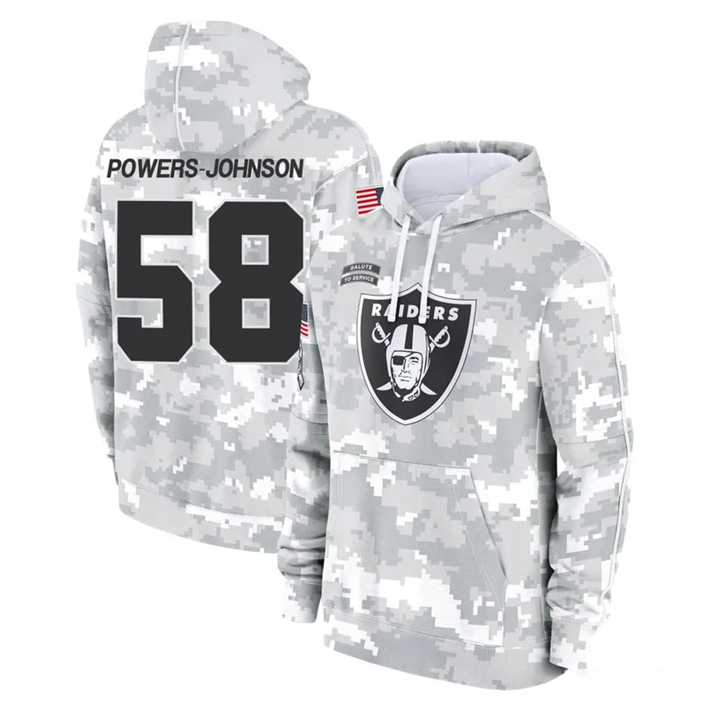 Parkc LV.Raiders #58 Jackson Powers-Johnson Player Arctic Camo Salute to Service Hoodies Limited Game Stitched Jerseys