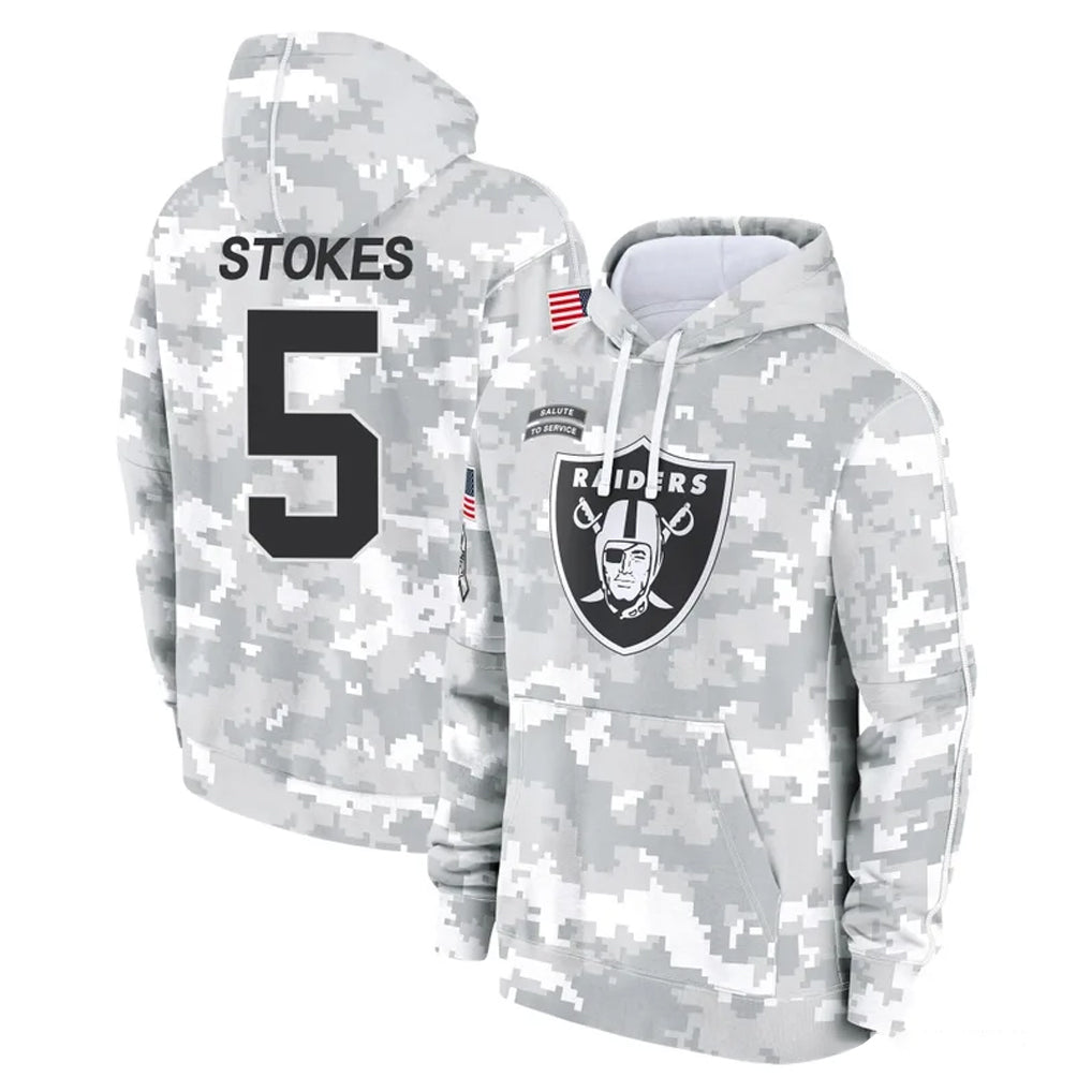Parkc LV.Raiders #5 Eric Stokes Player Arctic Camo Salute to Service Hoodies Limited Game Stitched Jerseys