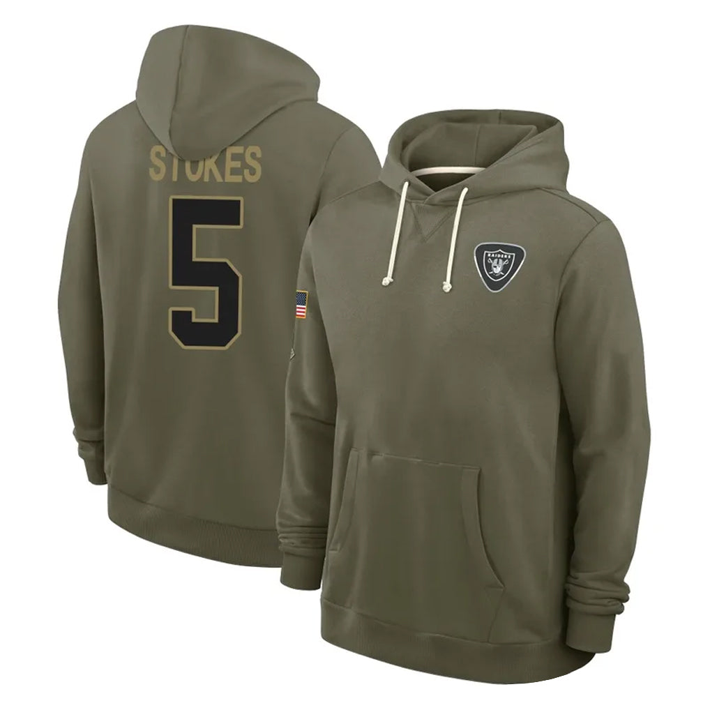 Parkc LV.Raiders #5 Eric Stokes Player Olive Salute to Service Pullover Hoodies Limited Stitched Jerseys