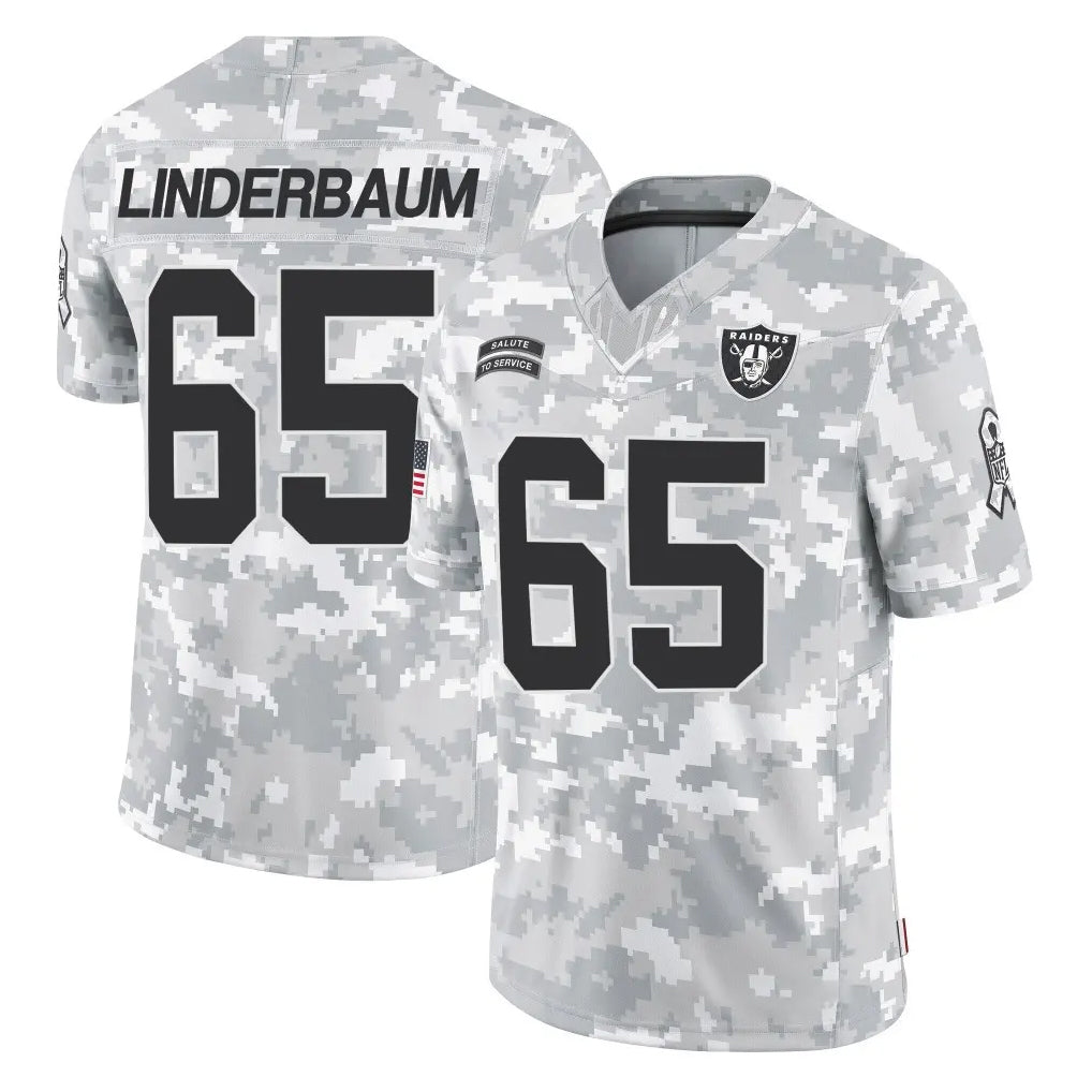 Parkc LV.Raiders #65 Tyler Linderbaum Player Arctic Camo Salute To Service Limited Game Stitched Jerseys