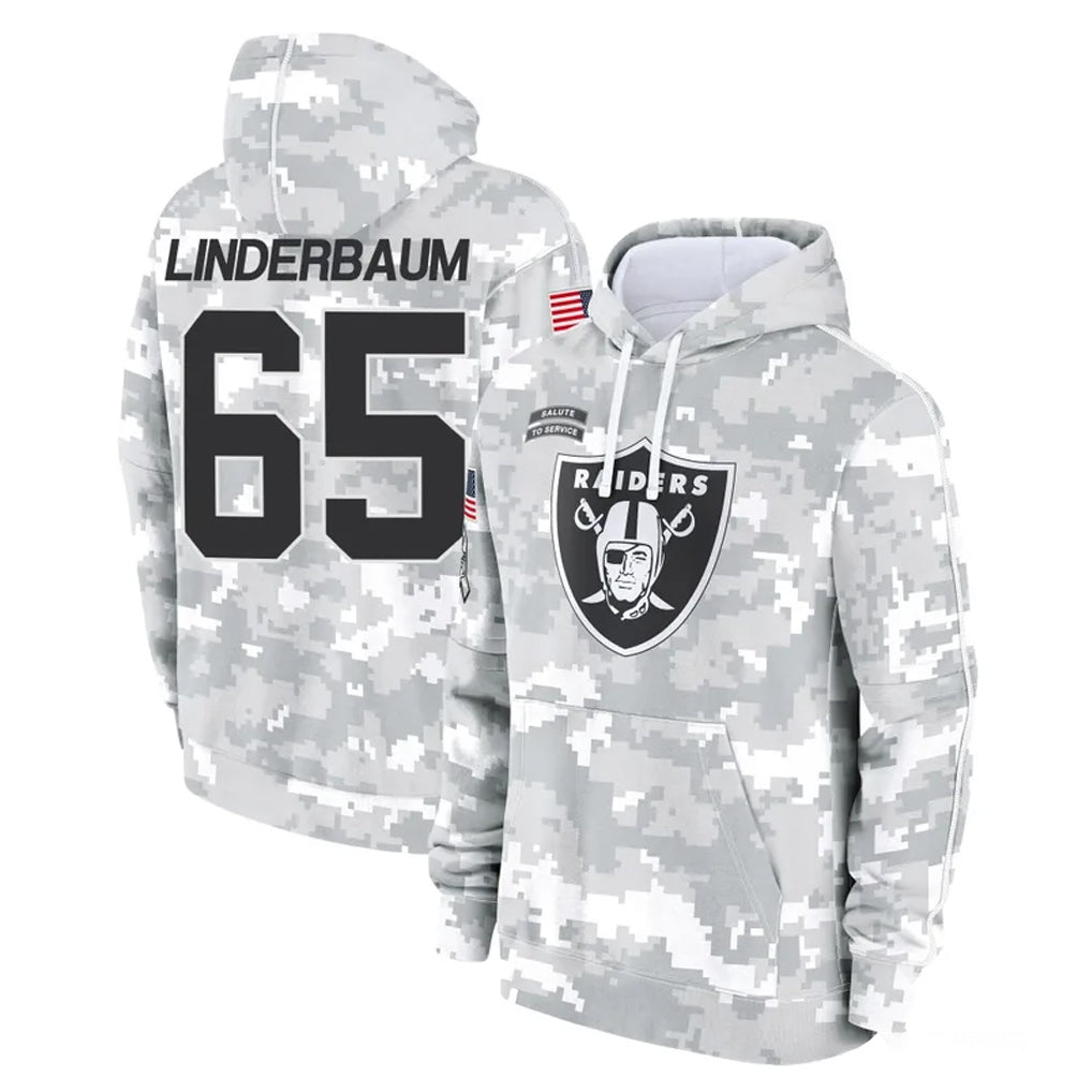 Parkc LV.Raiders #65 Tyler Linderbaum Player Arctic Camo Salute to Service Hoodies Limited Game Stitched Jerseys