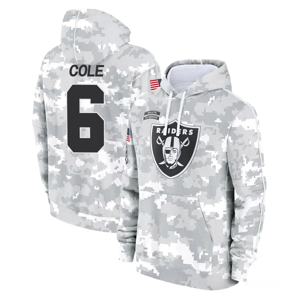 Parkc LV.Raiders #6 A.J. Cole Player Arctic Camo Salute to Service Hoodies Limited Game Stitched Jerseys