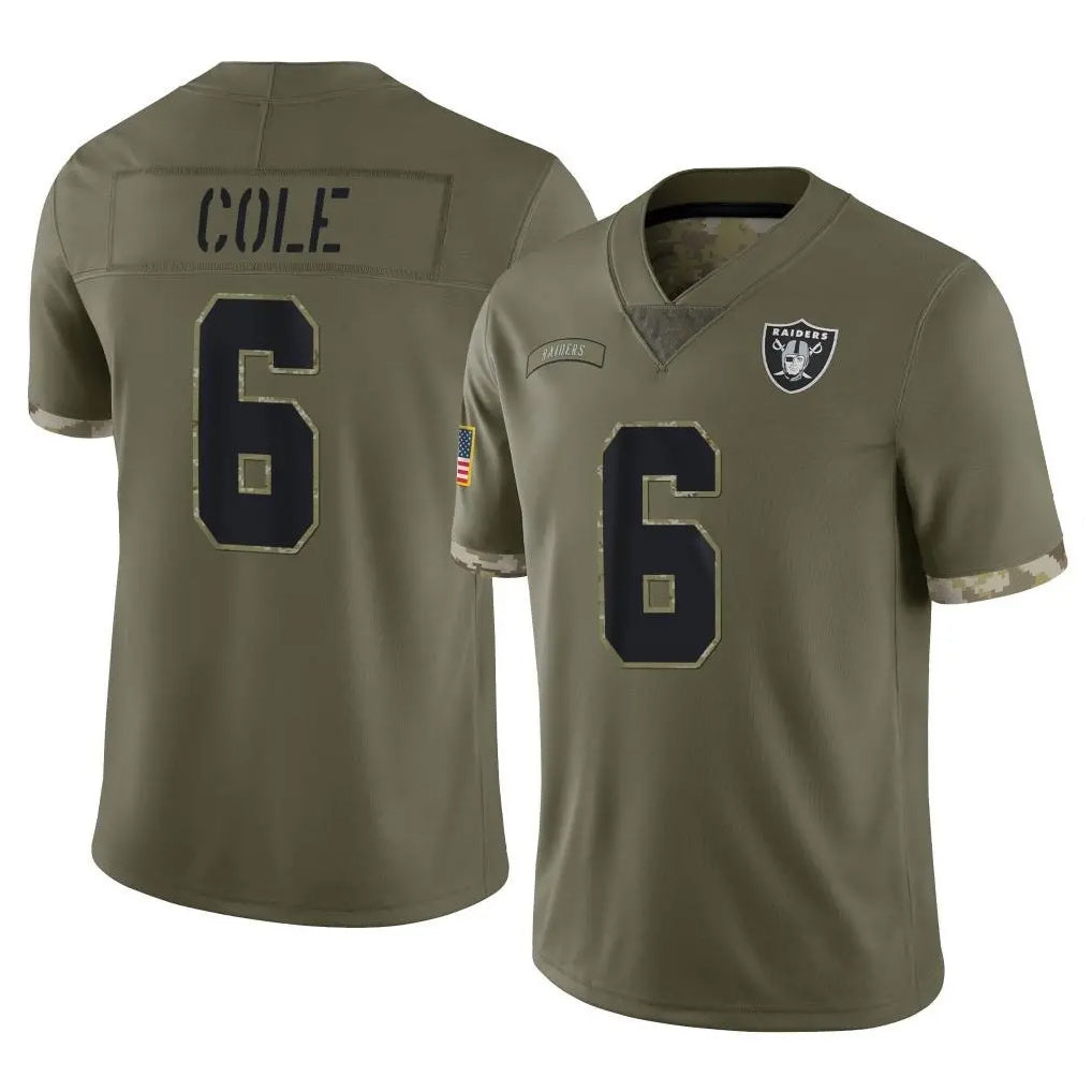 Parkc LV.Raiders #6 A.J. Cole Player Olive Salute To Service Limited Stitched Jerseys