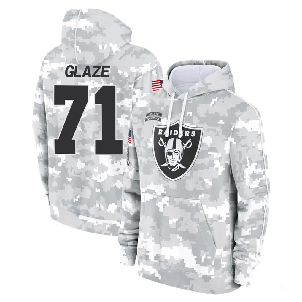 Parkc LV.Raiders #71 DJ Glaze Player Arctic Camo Salute to Service Hoodies Limited Game Stitched Jerseys