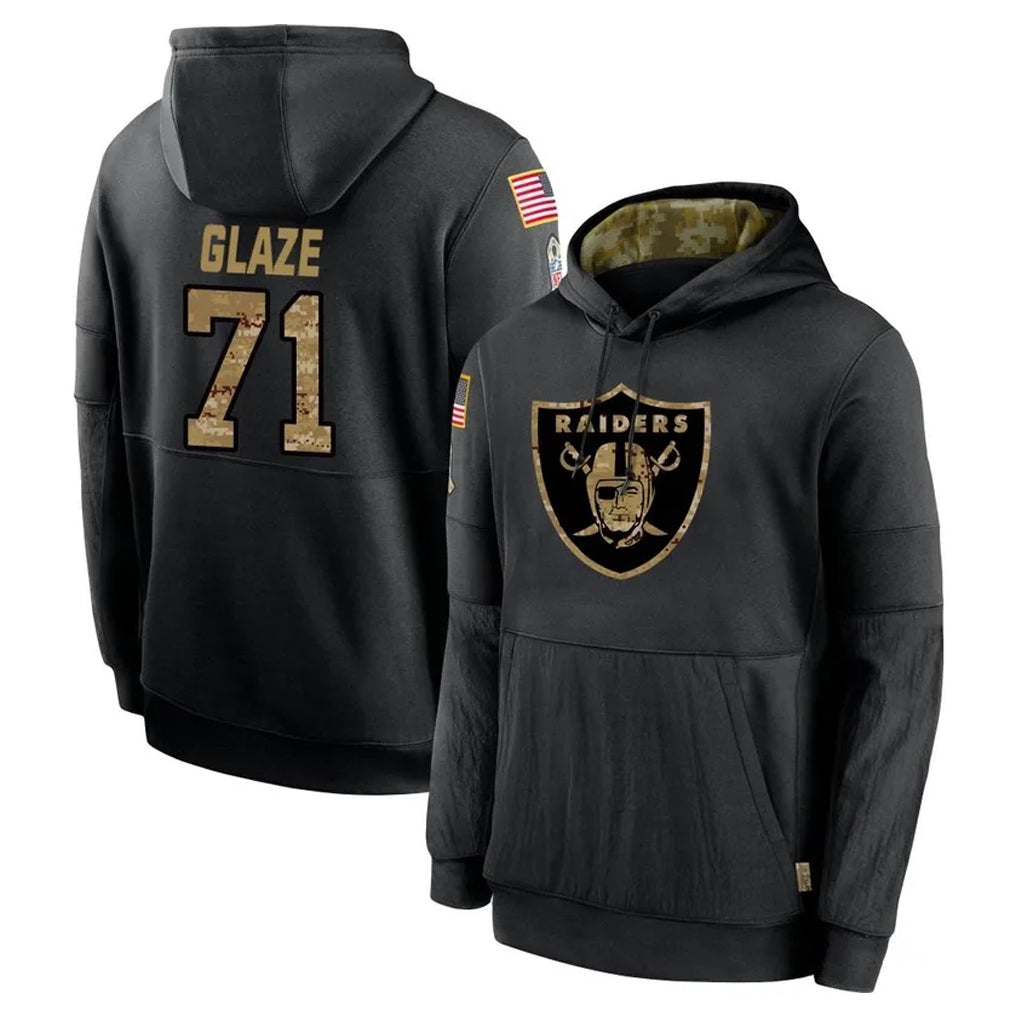Parkc LV.Raiders #71 DJ Glaze Player Black Salute to Service Hoodies Limited Game Stitched Jerseys