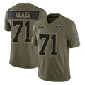 Parkc LV.Raiders #71 DJ Glaze Player Olive 2025 Salute To Service Limited Game Stitched Jerseys