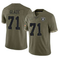 Parkc LV.Raiders #71 DJ Glaze Player Olive Salute To Service Limited Stitched Jerseys