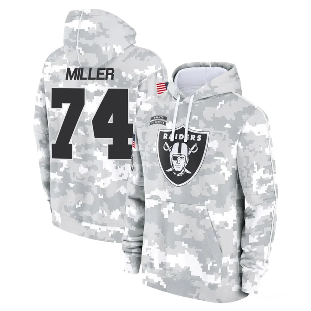 Parkc LV.Raiders #74 Kolton Miller Player Arctic Camo Salute to Service Hoodies Limited Game Stitched Jerseys