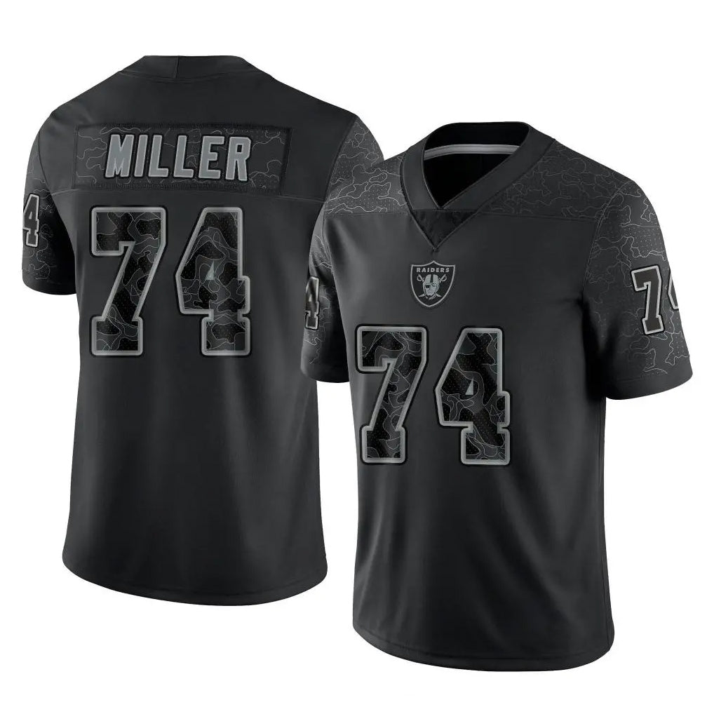 Parkc LV.Raiders #74 Kolton Miller Player Black Reflective Limited Game Stitched Jerseys