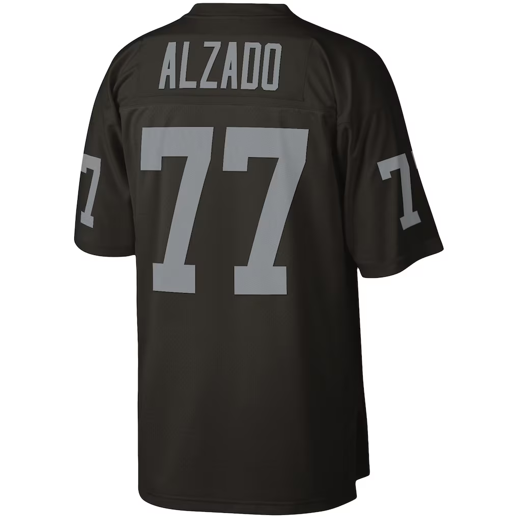 Parkc LV.Raiders #77 Lyle Alzado Mitchell & Ness Black Legacy Replica Stitched Puhic  Jersey
