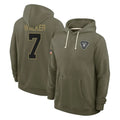 Parkc LV.Raiders #7 Quay Walker Player Olive Salute to Service Pullover Hoodies Limited Stitched Jerseys