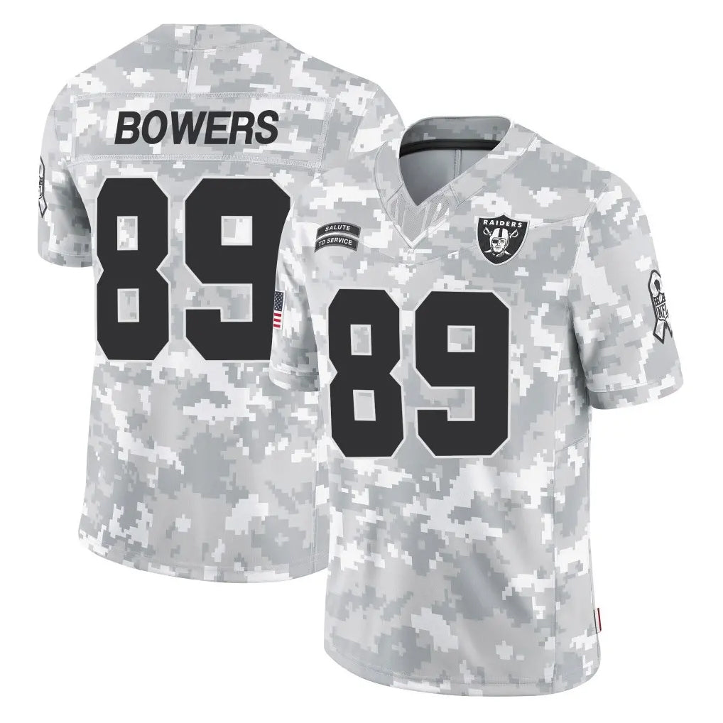 Parkc LV.Raiders #89 Brock Bowers Player Arctic Camo Salute To Service Limited Game Stitched Jerseys