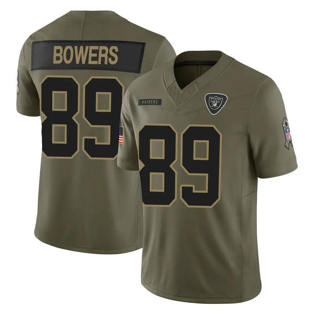 Parkc LV.Raiders #89 Brock Bowers Player Olive 2025 Salute To Service Limited Game Stitched Jerseys