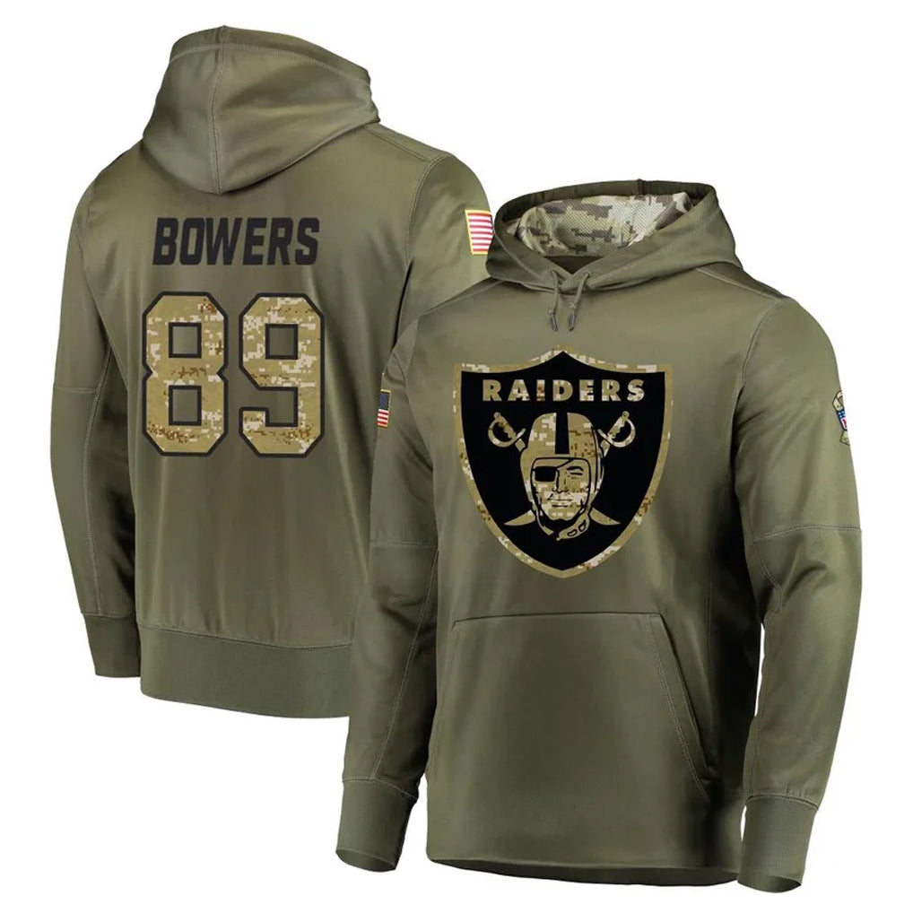 Parkc LV.Raiders #89 Brock Bowers Player Olive Salute to Service Pullover Hoodies Home Game Stitched Jerseys