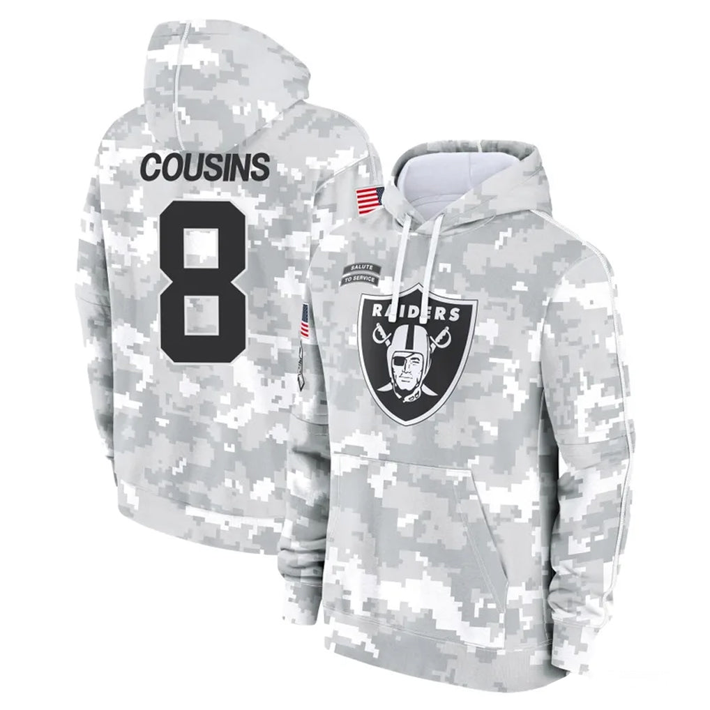 Parkc LV.Raiders #8 Kirk Cousins Player Arctic Camo Salute to Service Hoodies Limited Game Stitched Jerseys