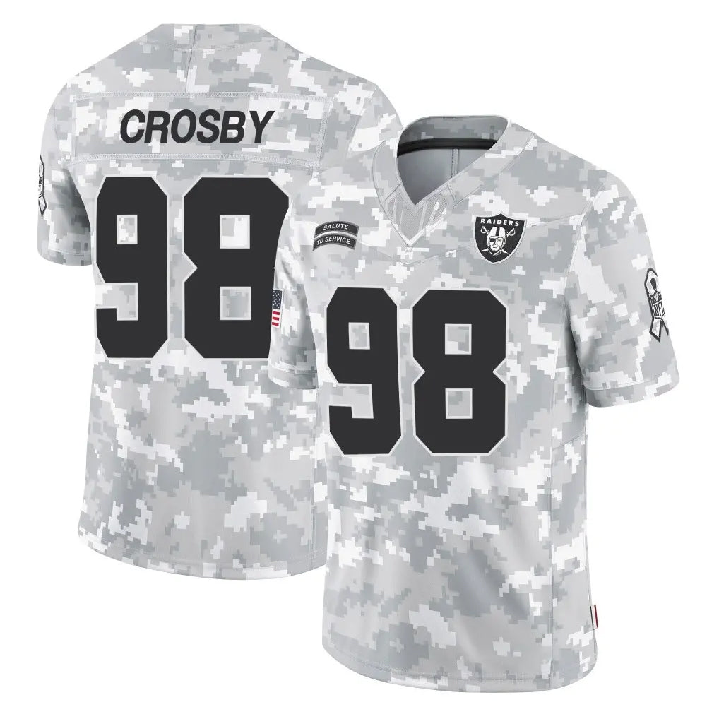 Parkc LV.Raiders #98 Maxx Crosby Player Arctic Camo Salute To Service Limited Game Stitched Jerseys