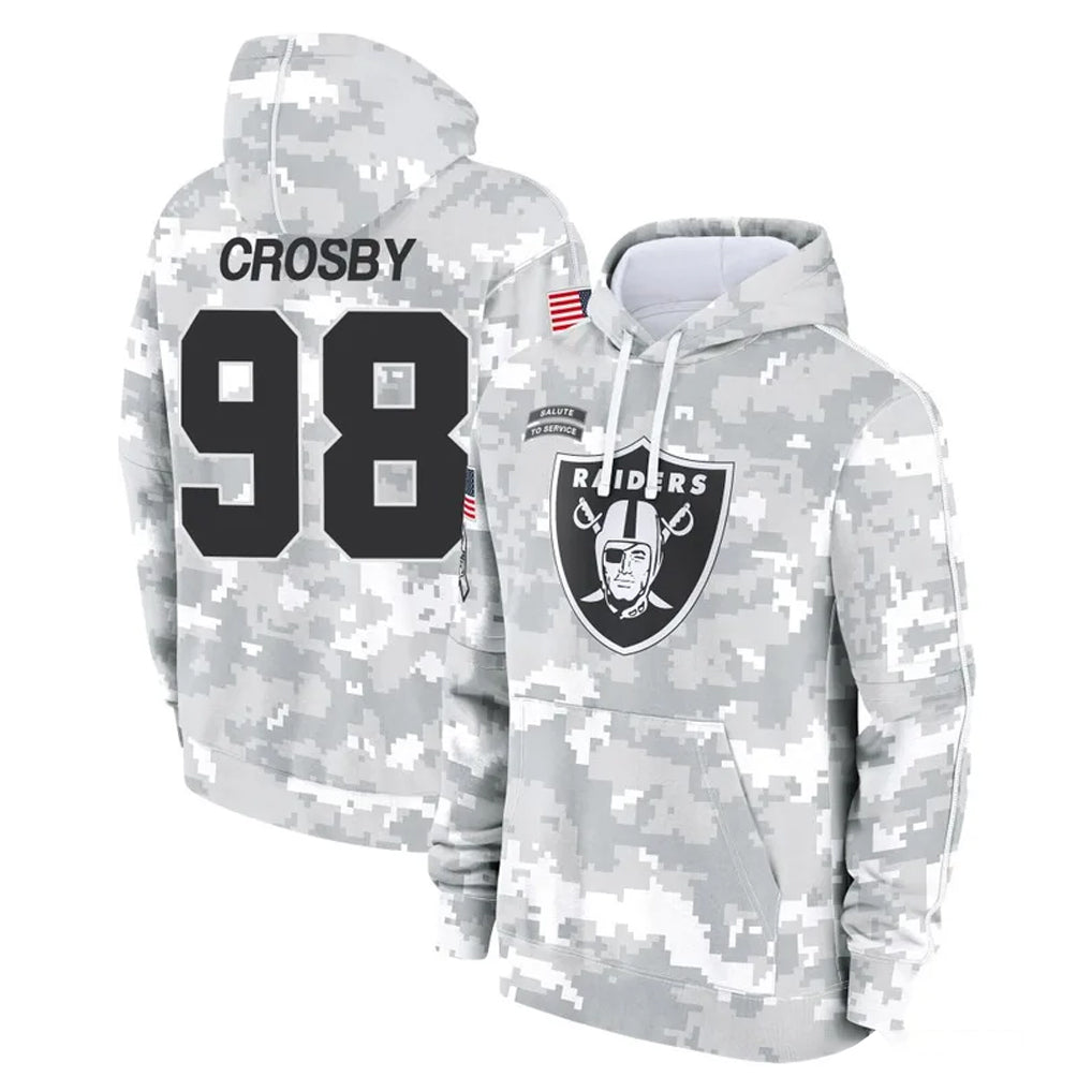 Parkc LV.Raiders #98 Maxx Crosby Player Arctic Camo Salute to Service Hoodies Limited Game Stitched Jerseys