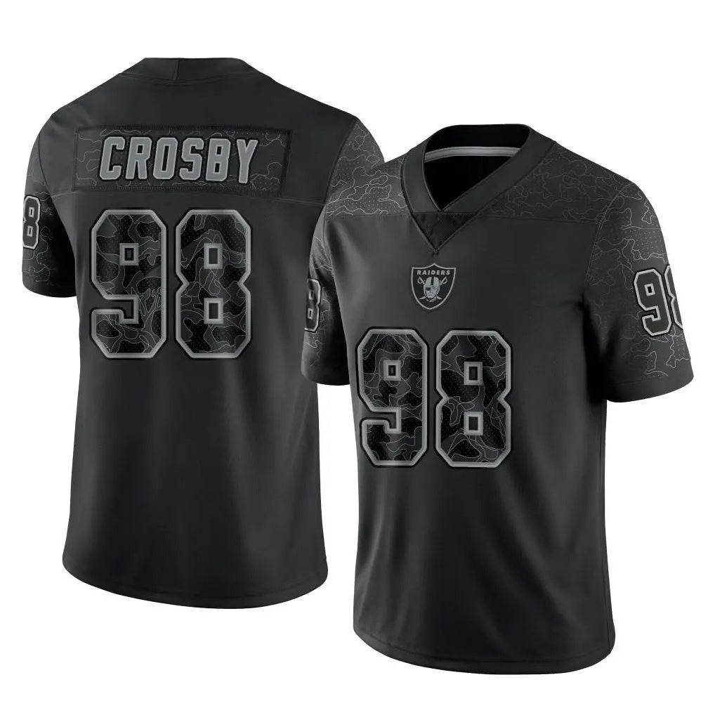 Parkc LV.Raiders #98 Maxx Crosby Player Black Reflective Limited Game Stitched Jerseys