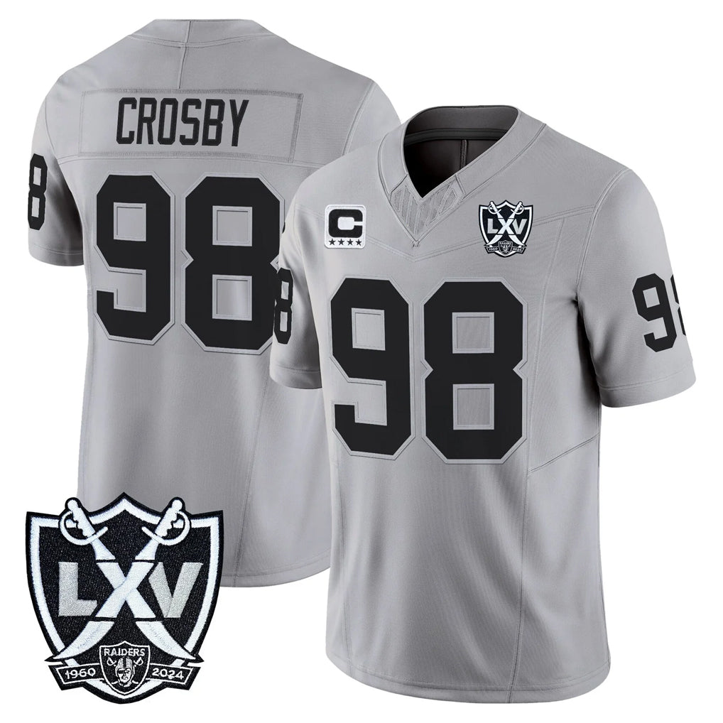 Parkc LV.Raiders #98 Maxx Crosby Player Gray 2026 Vapor Limited Home Game Stitched Jerseys