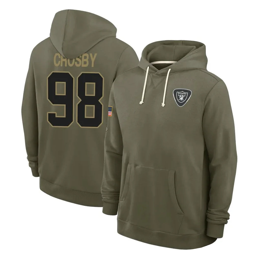 Parkc LV.Raiders #98 Maxx Crosby Player Olive Salute to Service Pullover Hoodies Limited Stitched Jerseys