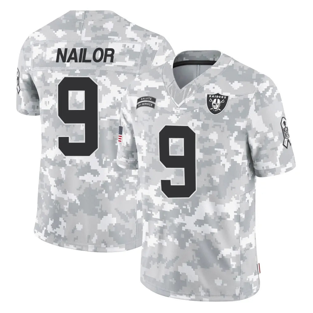 Parkc LV.Raiders #9 Jalen Nailor Player Arctic Camo Salute To Service Limited Game Stitched Jerseys