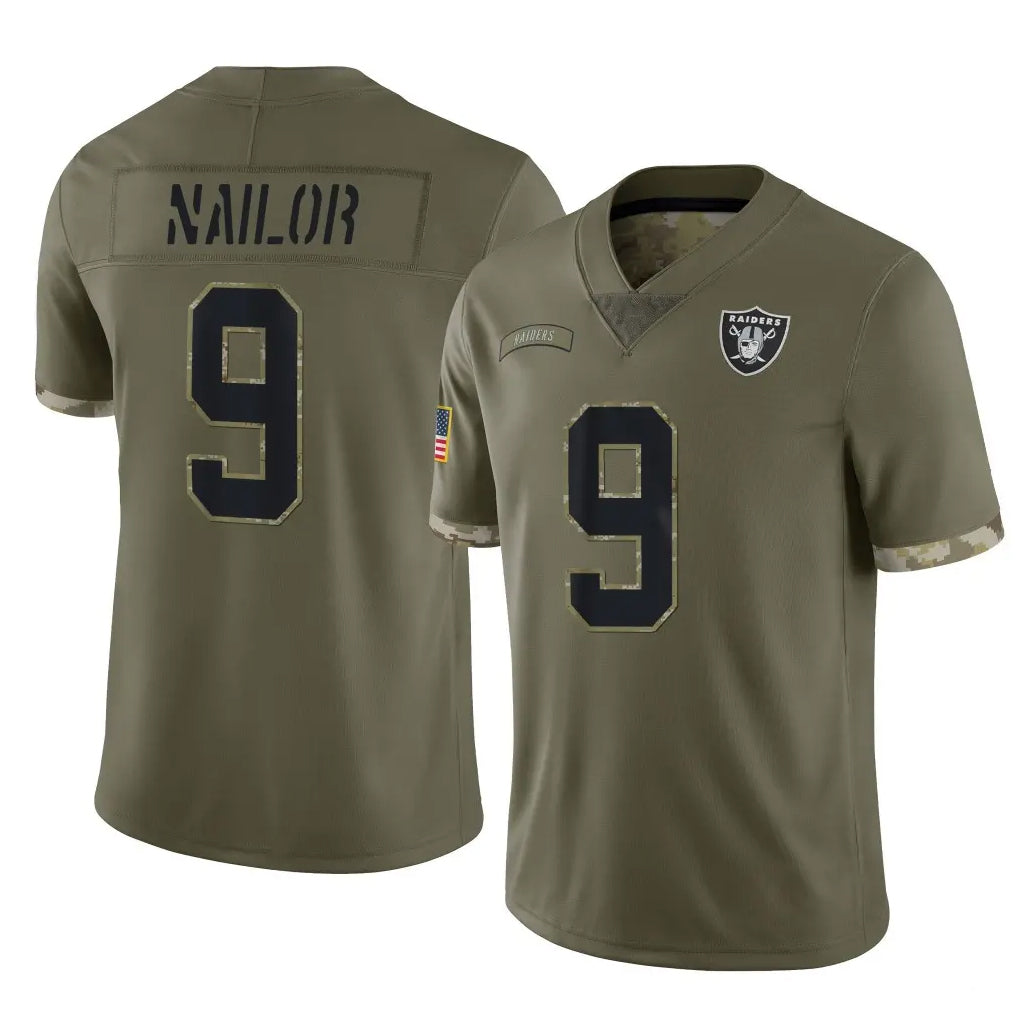 Parkc LV.Raiders #9 Jalen Nailor Player Olive Salute To Service Limited Stitched Jerseys