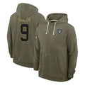 Parkc LV.Raiders #9 Jalen Nailor Player Olive Salute to Service Pullover Hoodies Limited Stitched Jerseys