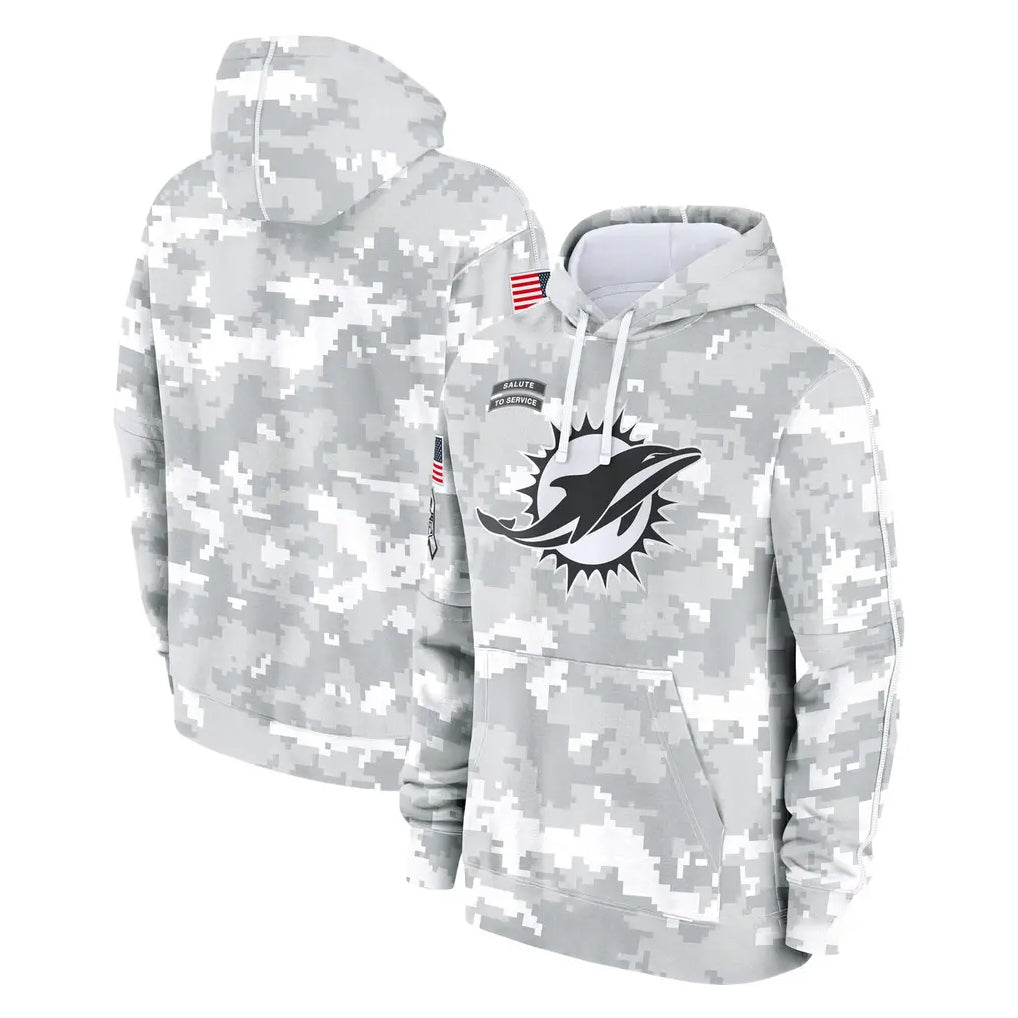 Parkc M.Dolphins Arctic Camo Salute to Service Hoodies Limited Game Blank Player Stitched Jerseys