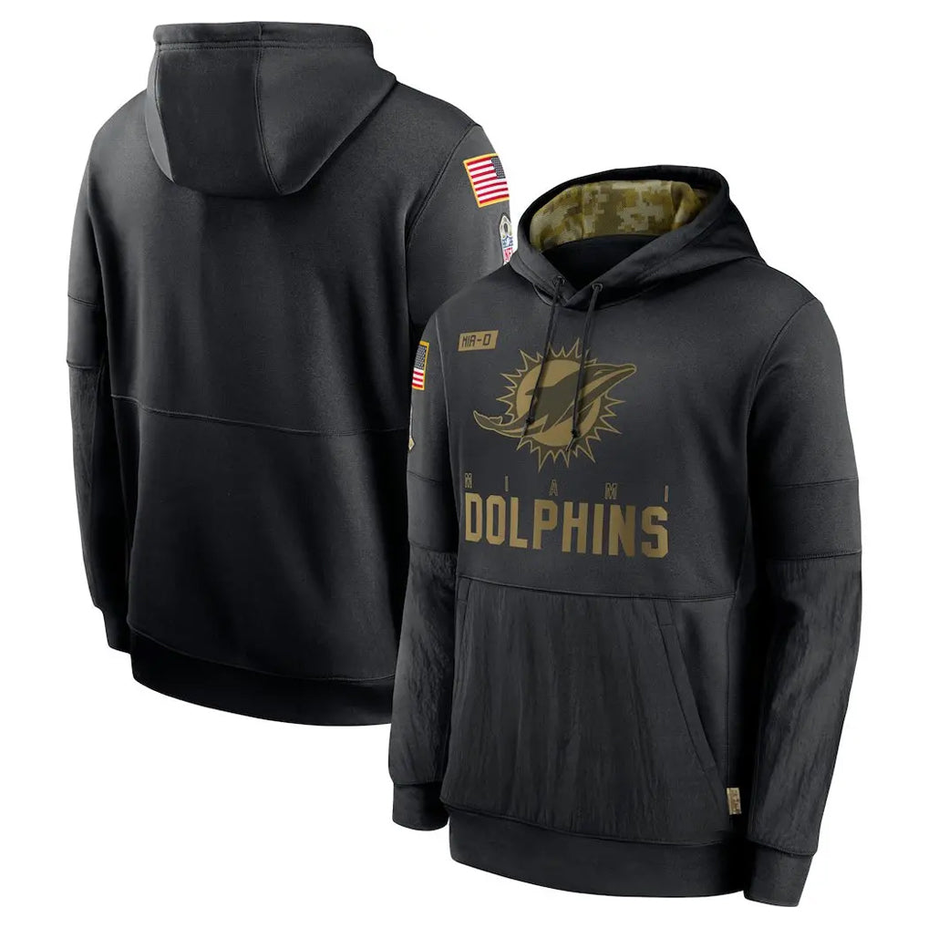 Parkc M.Dolphins Black Salute to Service Hoodies Limited Game Blank Player Stitched Jerseys
