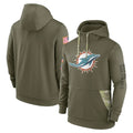 Parkc M.Dolphins Olive Salute to Service Pullover Hoodies Home Game Blank Player Stitched Jerseys