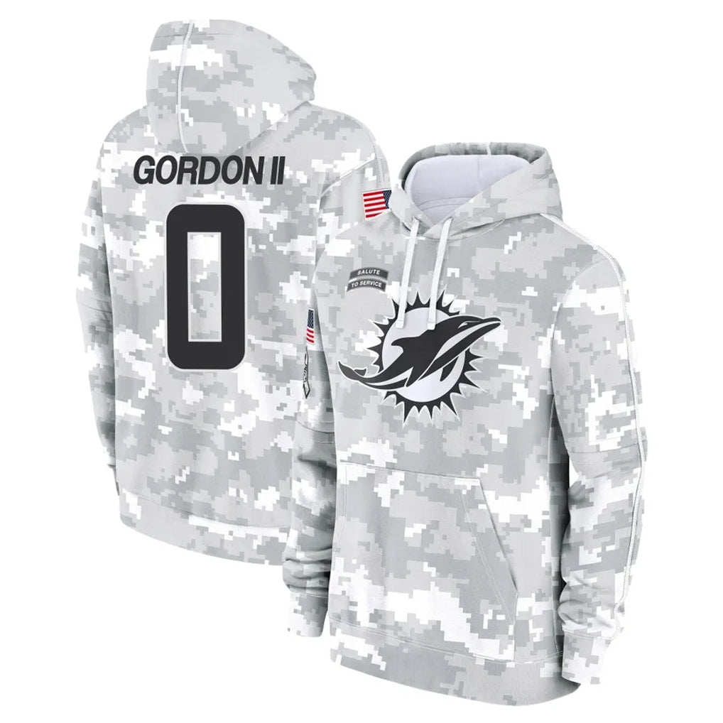 Parkc M.Dolphins #0 Ollie Gordon II Player Arctic Camo Salute to Service Hoodies Limited Game Stitched Jerseys
