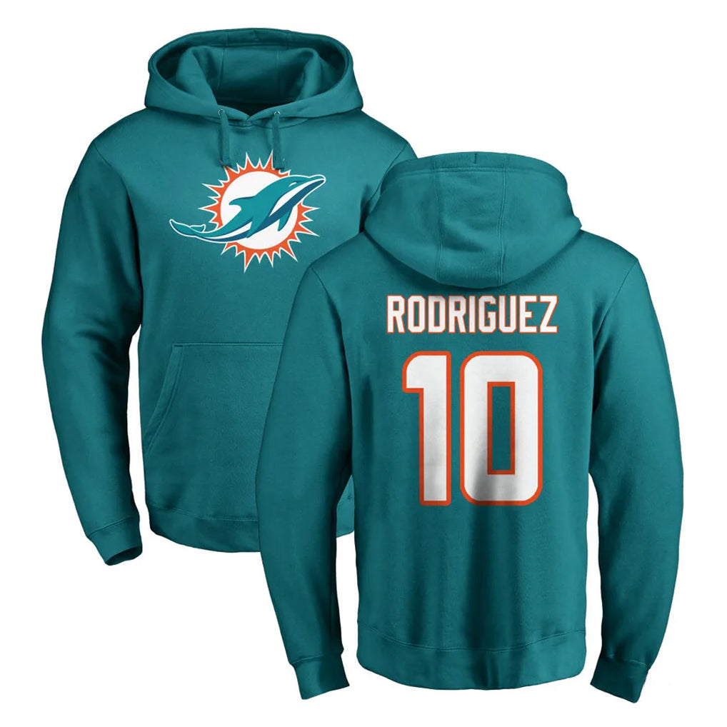 Parkc M.Dolphins #10 Jacob Rodriguez Player Aqua LOGO Pullover Hoodies Limited Stitched Jerseys