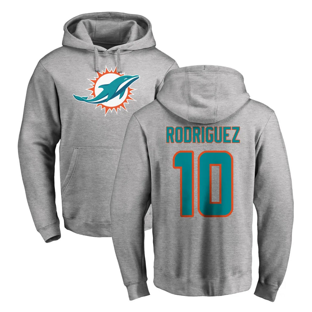 Parkc M.Dolphins #10 Jacob Rodriguez Player Gray LOGO Pullover Hoodies Limited Stitched Jerseys