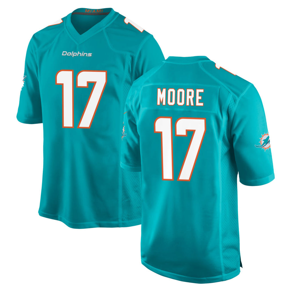 Parkc M.Dolphins #17 Trey Moore Player Aqua Home Game Stitched Jerseys